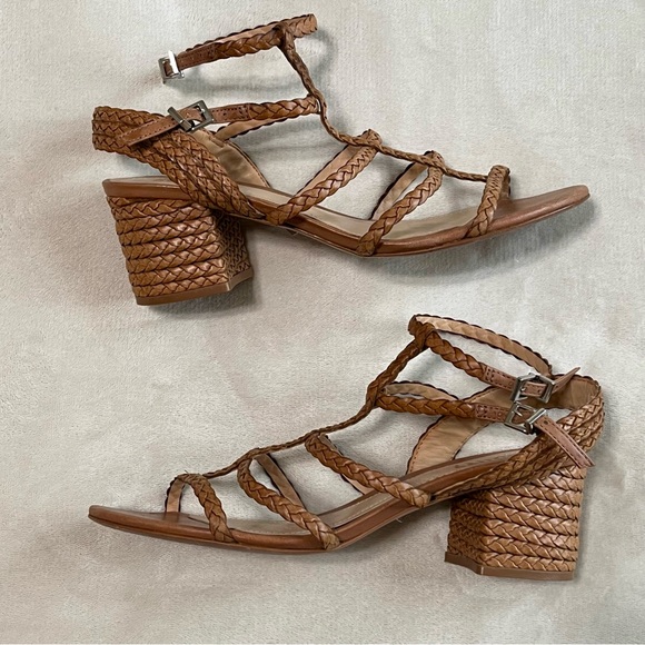 Schutz Rosalia Strappy Block Heel Sandal in Deep Nude Leather, 7.5 - Picture 6 of 14